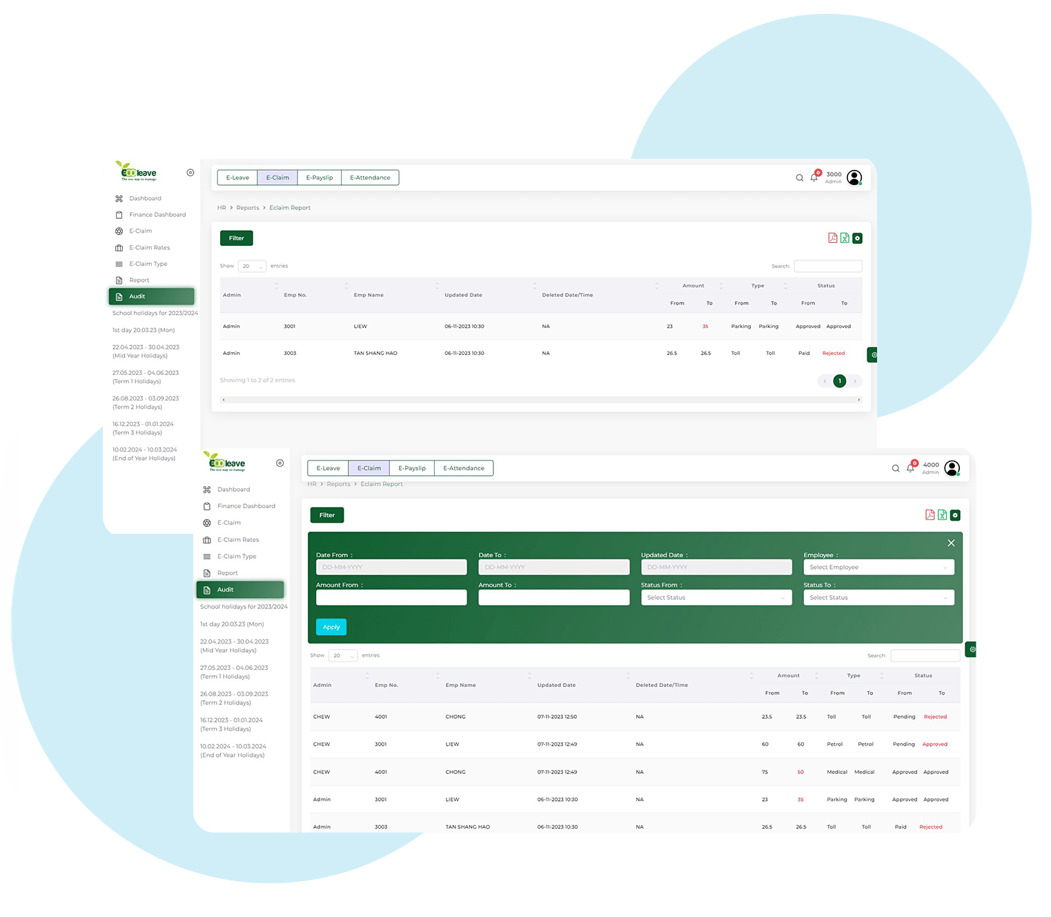 eclaim audit screenshot eclaim audit screenshot